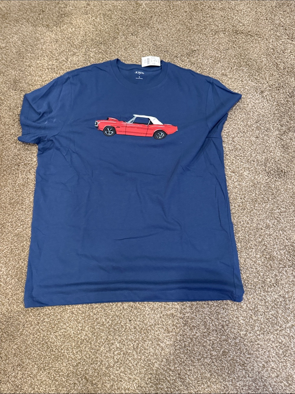 J. Crew Navy Short-Sleeve Tee with Red Convertible Graphic